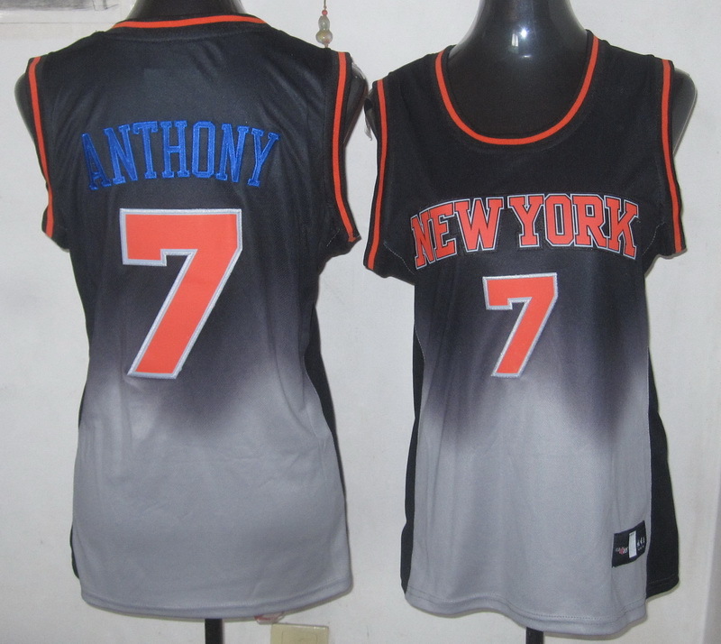 2017 Women NBA New York Knicks #7 Anthony black grey jerseys->->Women Jersey